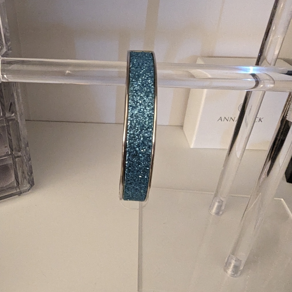 Betsy Johnson Rhinestone Bangle Bracelet Blue